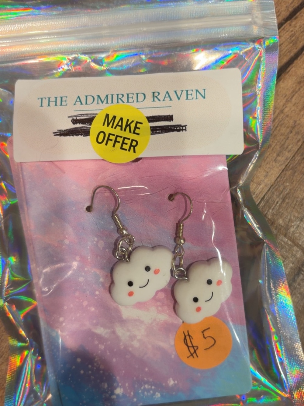 White Cloud Earrings - Cute Pink Cheeks
